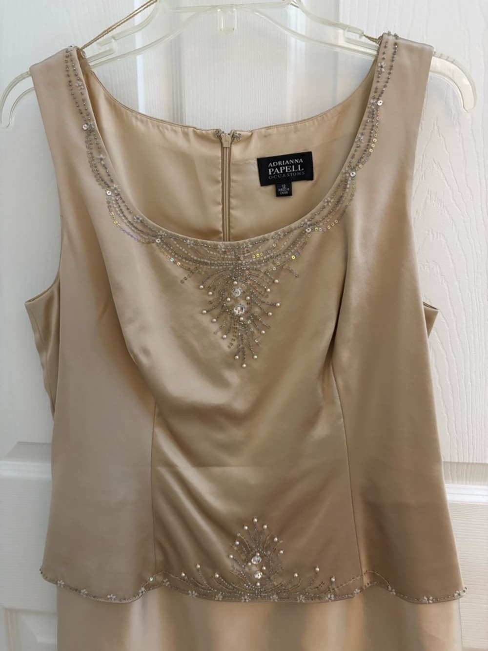 ADRIANNA PAPELL Shift Dress w/ Matching Jacket Champagne Gold sz 12 - Picture 5 of 13